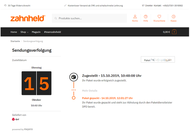 Lieferstatus im eigenen Shop